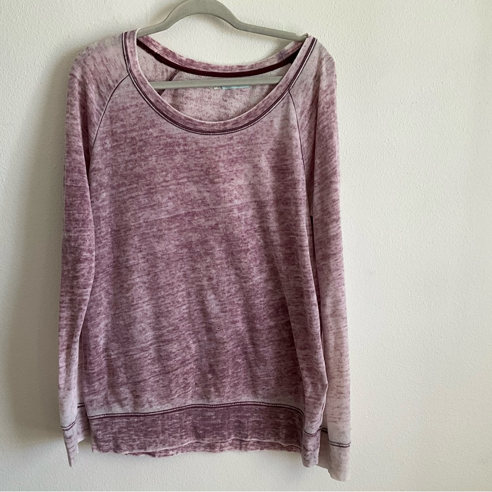 Maurices Maroon Long Sleeve Sweatshirt Distressed burnout Medium